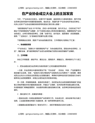 在产业协会成立大会上的主旨发言