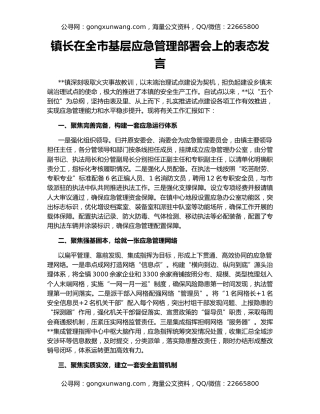 镇长在全市基层应急管理部署会上的表态发言