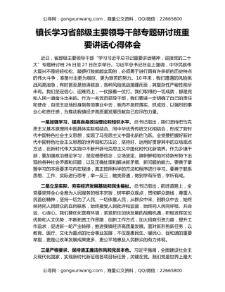 镇长学习省部级主要领导干部专题研讨班重要讲话心得体会