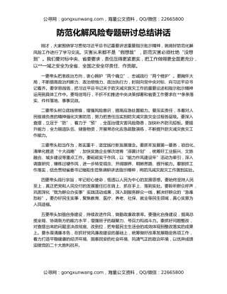 防范化解风险专题研讨总结讲话