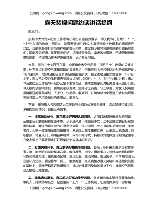 露天焚烧问题约谈讲话提纲