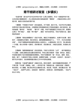 青干班研讨发言（乡镇长）