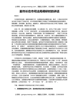 副市长在市司法局调研时的讲话