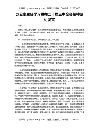 办公室主任学习贯彻二十届三中全会精神研讨发言