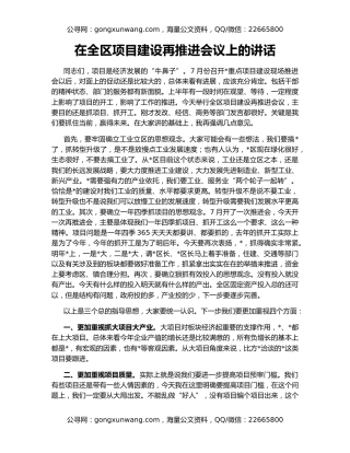 在全区项目建设再推进会议上的讲话