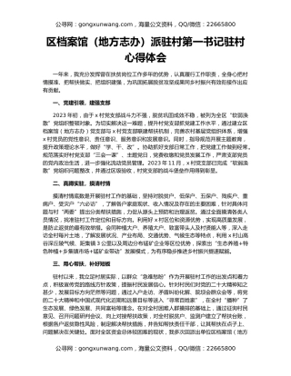 区档案馆（地方志办）派驻村第一书记驻村心得体会