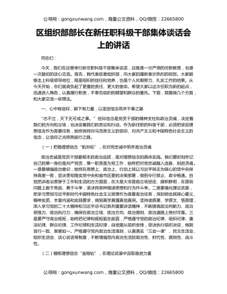 区组织部部长在新任职科级干部集体谈话会上的讲话