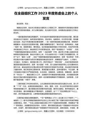 在全县组织工作2023年度务虚会上的个人发言