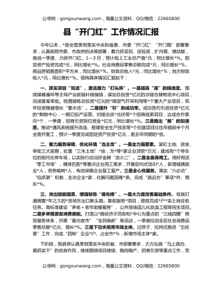县“开门红”工作情况汇报