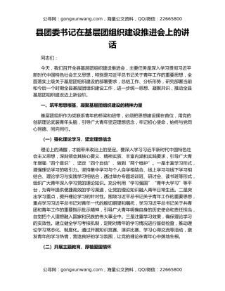 县团委书记在基层团组织建设推进会上的讲话