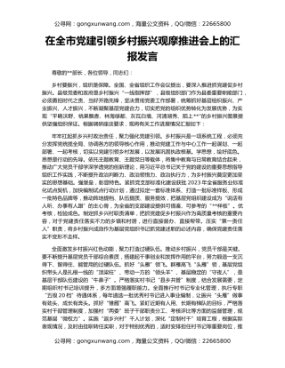 在全市党建引领乡村振兴观摩推进会上的汇报发言