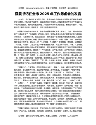 县委书记在全市2025年工作务虚会的发言