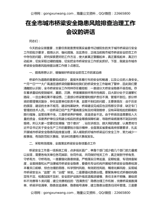 在全市城市桥梁安全隐患风险排查治理工作会议的讲话