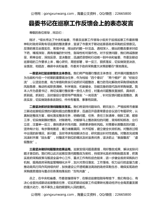 县委书记在巡察工作反馈会上的表态发言