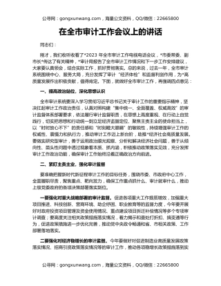 在全市审计工作会议上的讲话