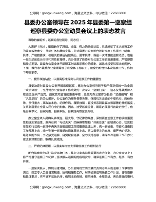 县委办公室领导在2025年县委第一巡察组巡察县委办公室动员会议上的表态发言