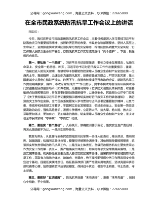 在全市民政系统防汛抗旱工作会议上的讲话