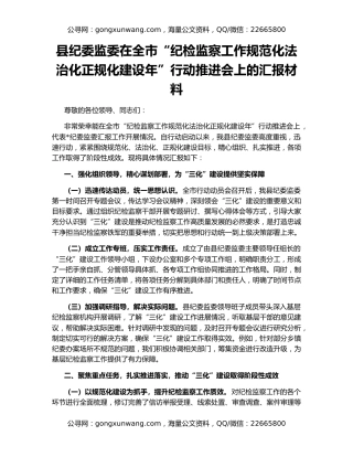 县纪委监委在全市“纪检监察工作规范化法治化正规化建设年”行动推进会上的汇报材料（2）