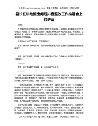 县长在耕地流出问题排查整改工作推进会上的讲话