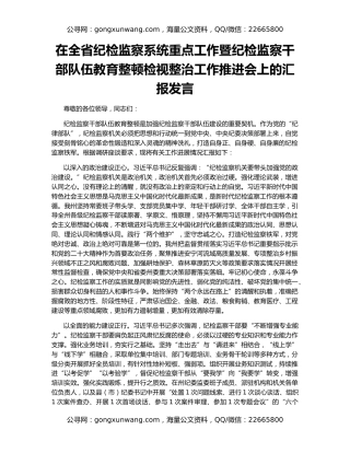在全省纪检监察系统重点工作暨纪检监察干部队伍教育整顿检视整治工作推进会上的汇报发言