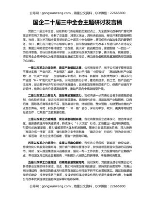 国企二十届三中全会主题研讨发言稿