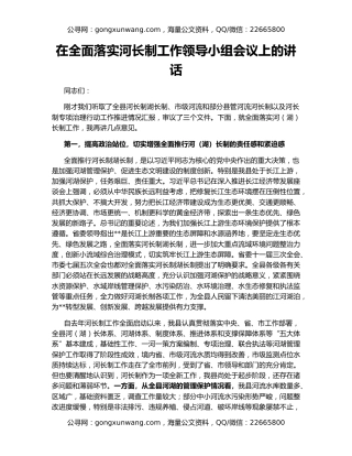 在全面落实河长制工作领导小组会议上的讲话