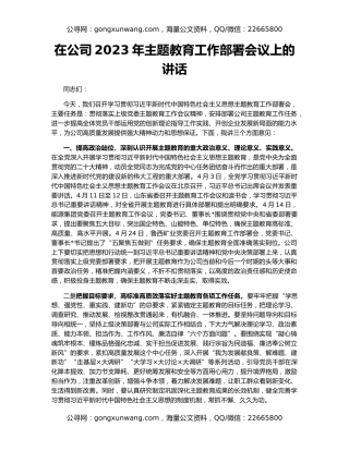 在公司2023年主题教育工作部署会议上的讲话