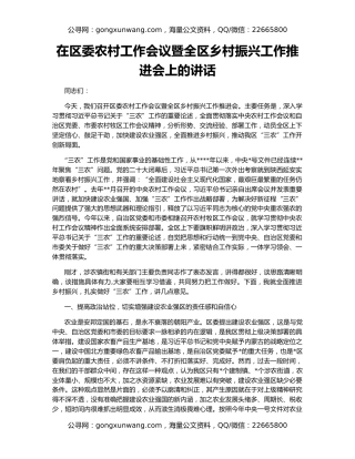 在区委农村工作会议暨全区乡村振兴工作推进会上的讲话