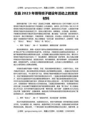 在县2023年领导班子建设年活动上的发言材料