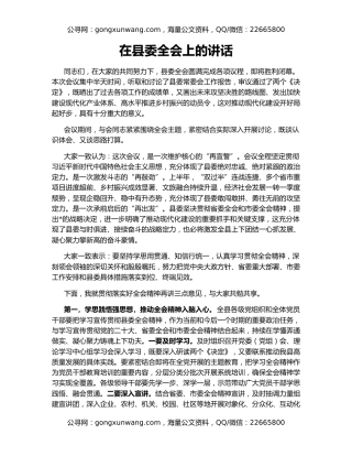 在县委全会上的讲话