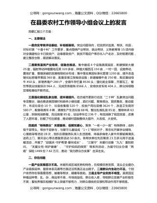 在县委农村工作领导小组会议上的发言
