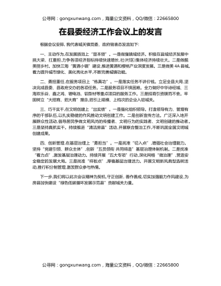 在县委经济工作会议上的发言