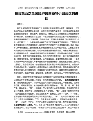 在县第五次全国经济普查领导小组会议的讲话