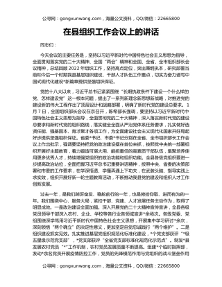 在县组织工作会议上的讲话