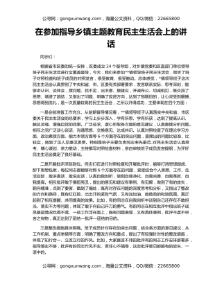 在参加指导乡镇主题教育民主生活会上的讲话
