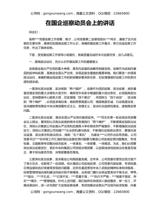 在国企巡察动员会上的讲话