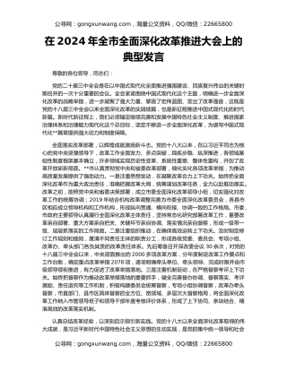 在2024年全市全面深化改革推进大会上的典型发言