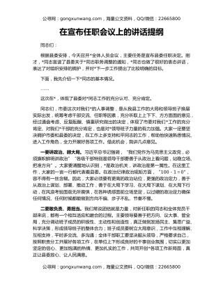 在宣布任职会议上的讲话提纲