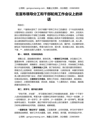 在宣布领导分工和干部轮岗工作会议上的讲话