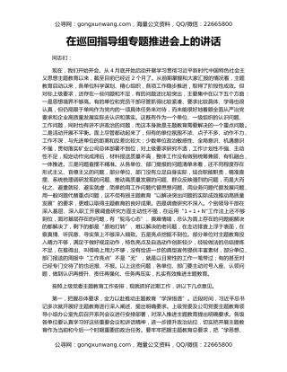 在巡回指导组专题推进会上的讲话