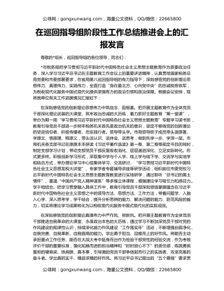 在巡回指导组阶段性工作总结推进会上的汇报发言（2）