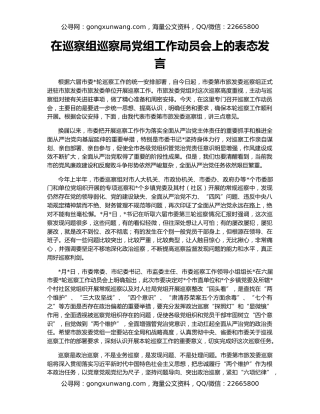 在巡察组巡察局党组工作动员会上的表态发言（2）