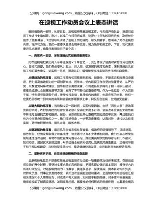 在巡视工作动员会议上表态讲话