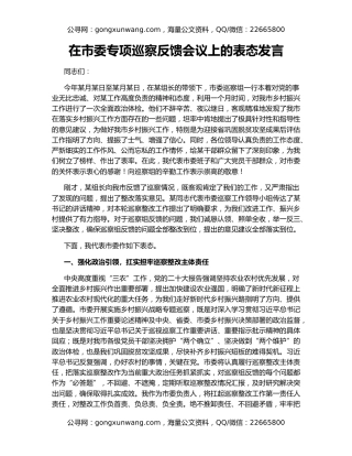 在市委专项巡察反馈会议上的表态发言