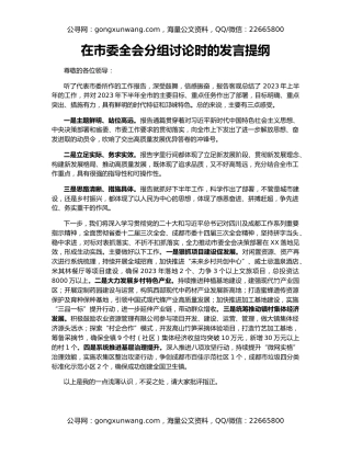 在市委全会分组讨论时的发言提纲