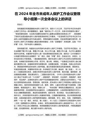 在2024年全市未成年人保护工作会议暨领导小组第一次全体会议上的讲话