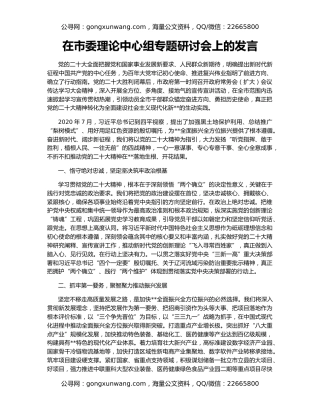 在市委理论中心组专题研讨会上的发言