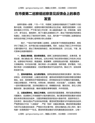 在市委第二巡察组巡察意见反馈会上的表态发言