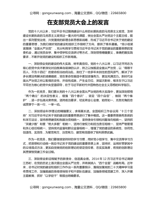 在支部党员大会上的发言