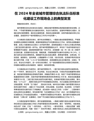 在2024年全省城市管理综合执法队伍标准化建设工作现场会上的典型发言